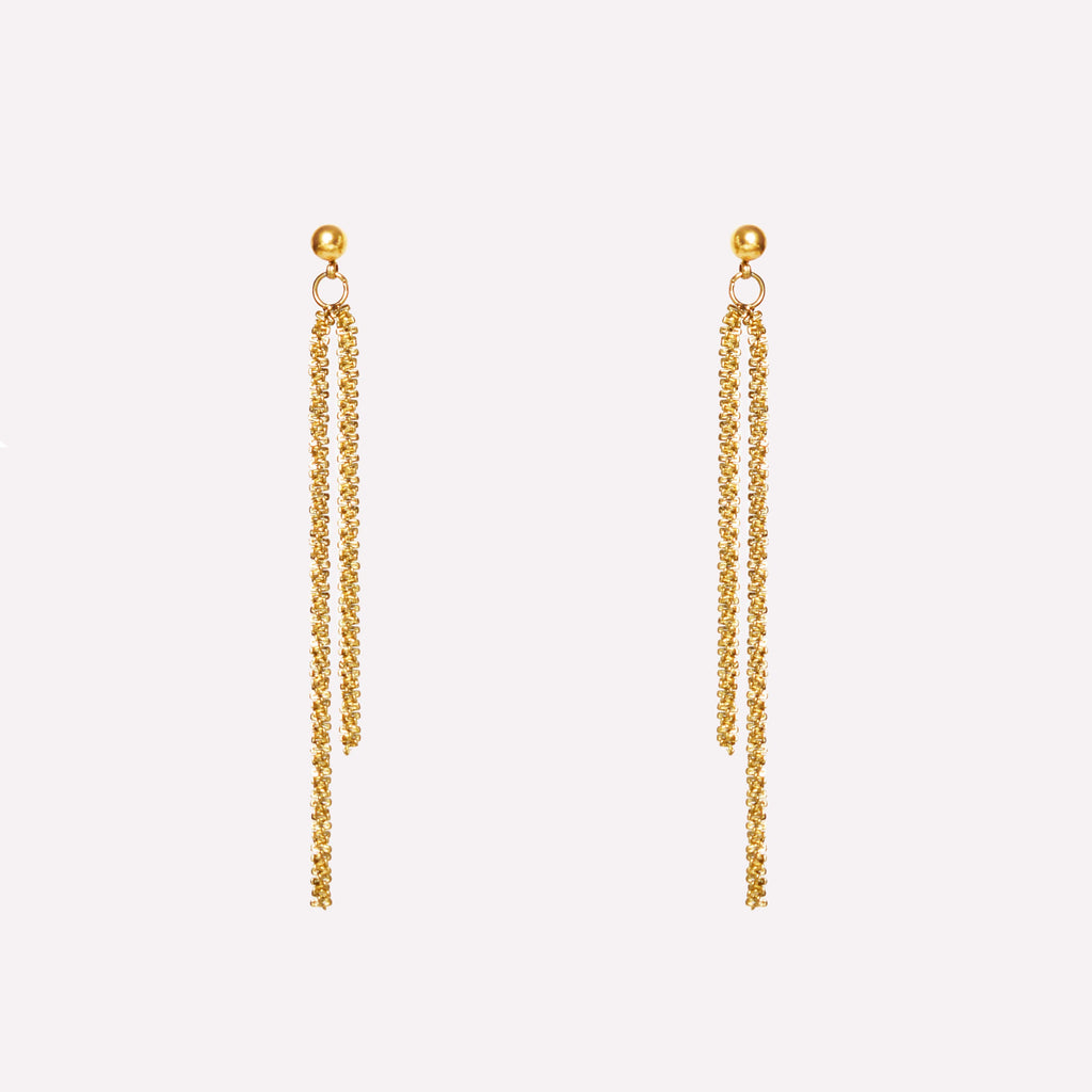 ASYMMETRIC DOUBLE DANGLE EARRINGS IN GOLD