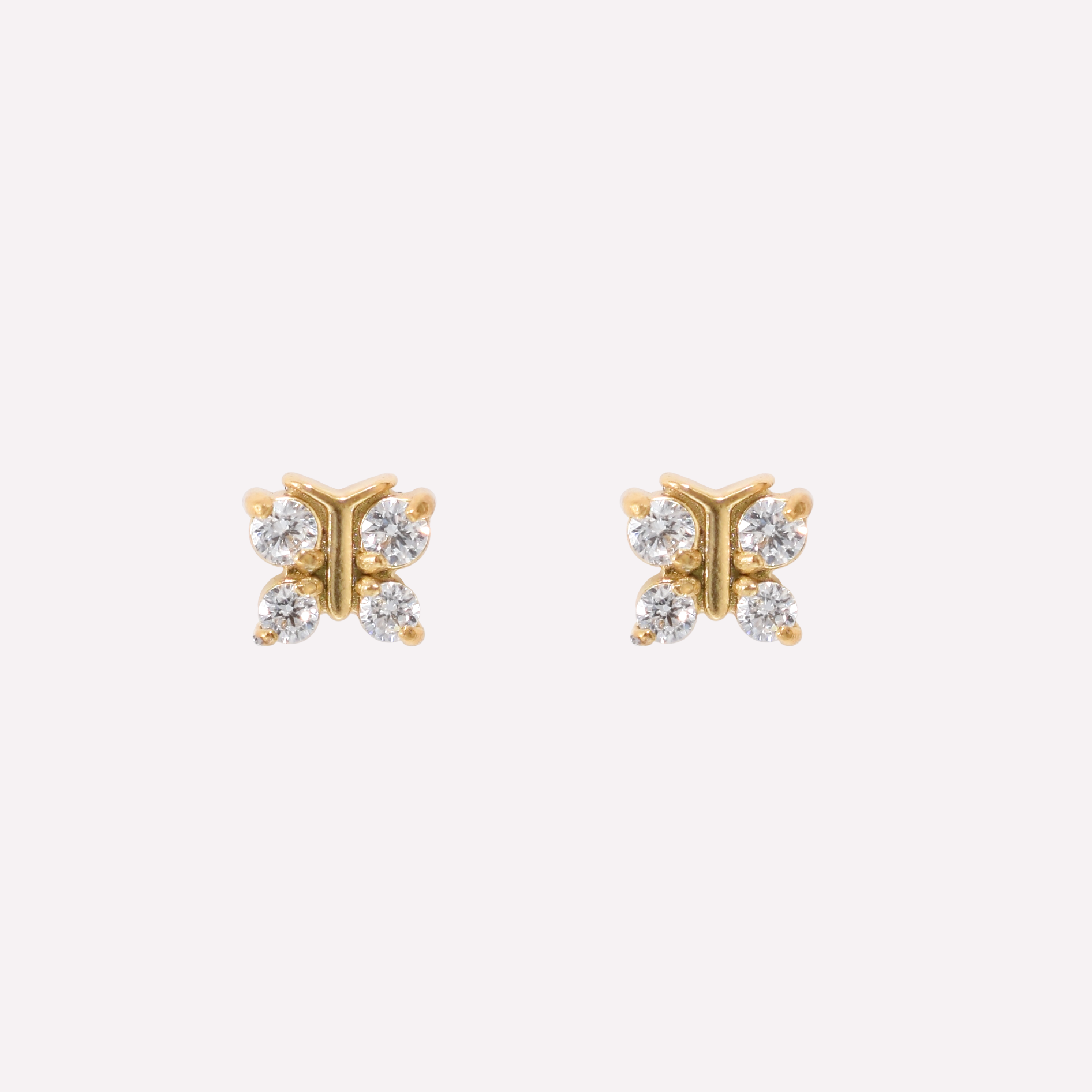 BUTTERFLY RHINESTONE STUD EARRINGS IN GOLD