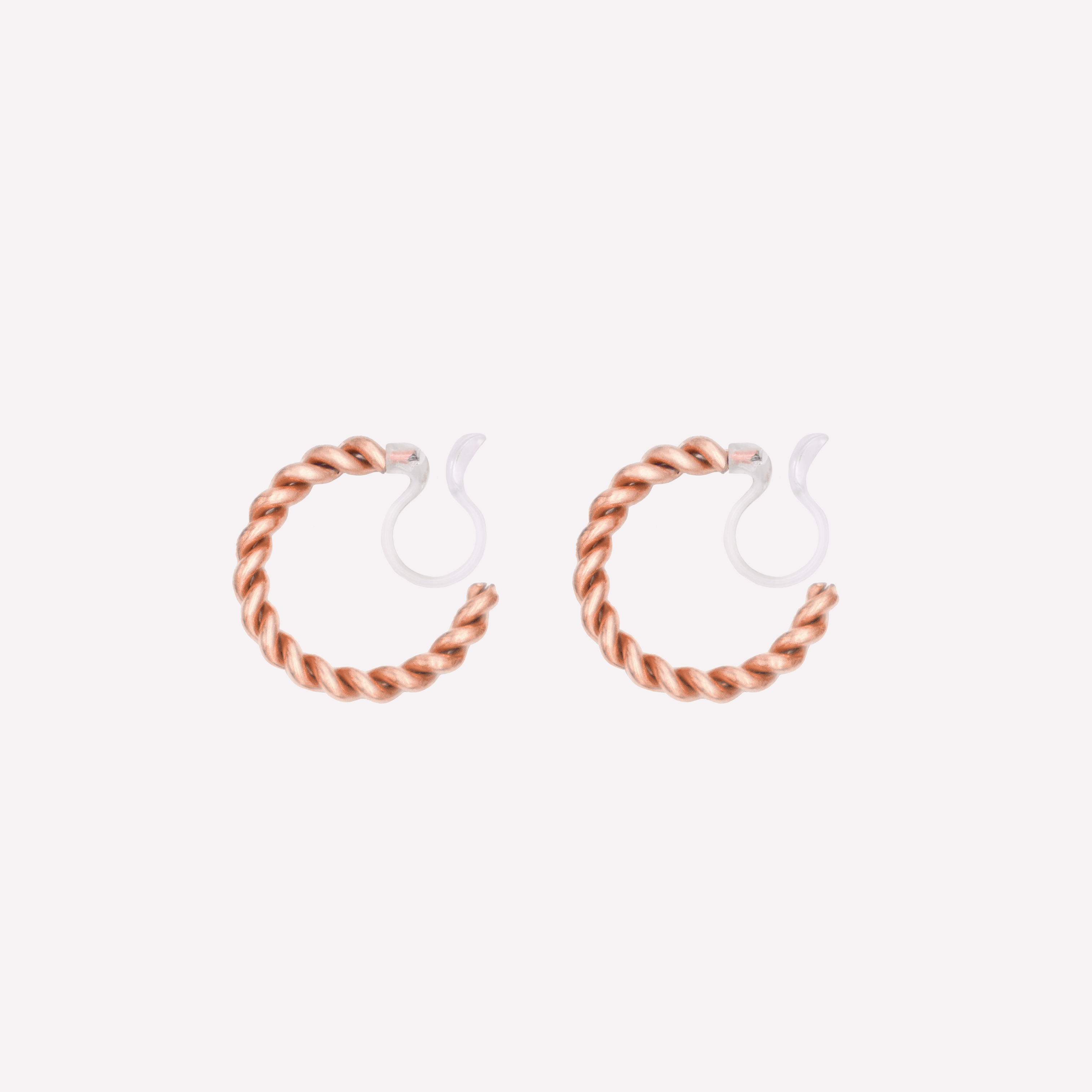 SMALL TWISTED HOOP CLIP-ON EARRINGS IN ROSE GOLD