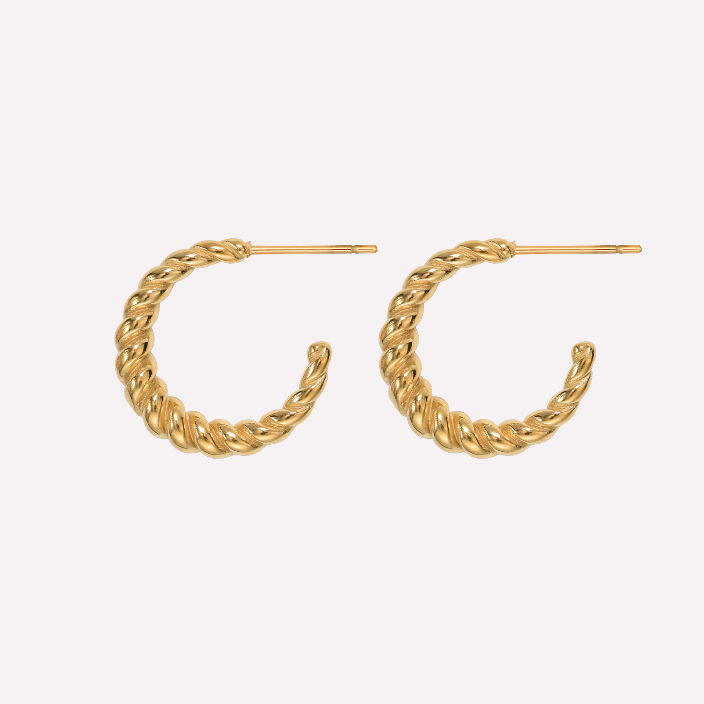 SMALL SWIRLY HOOP EARRINGS IN GOLD