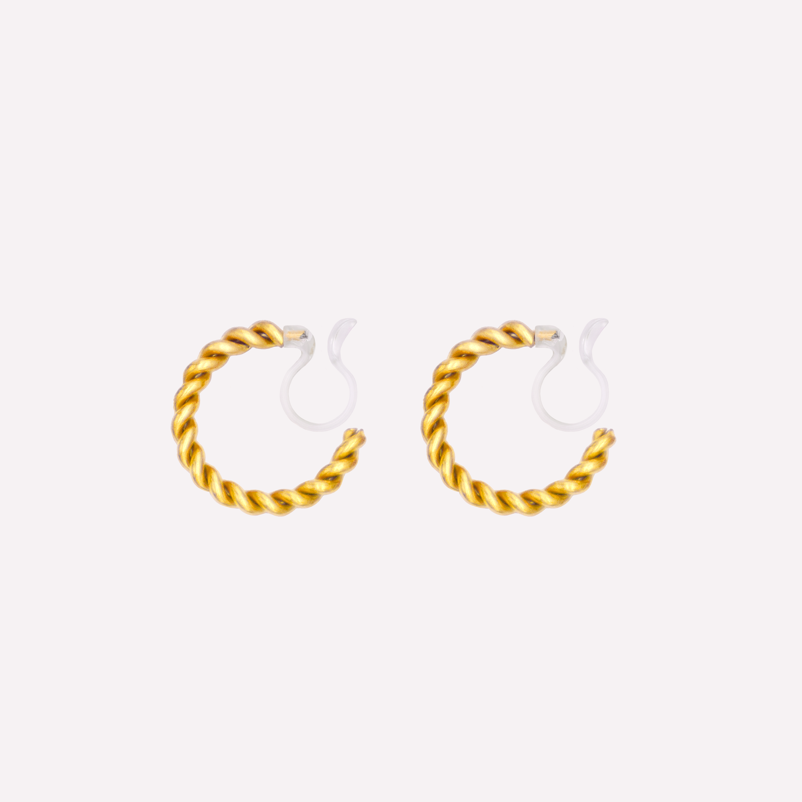 SMALL TWISTED HOOP CLIP-ON EARRINGS IN GOLD