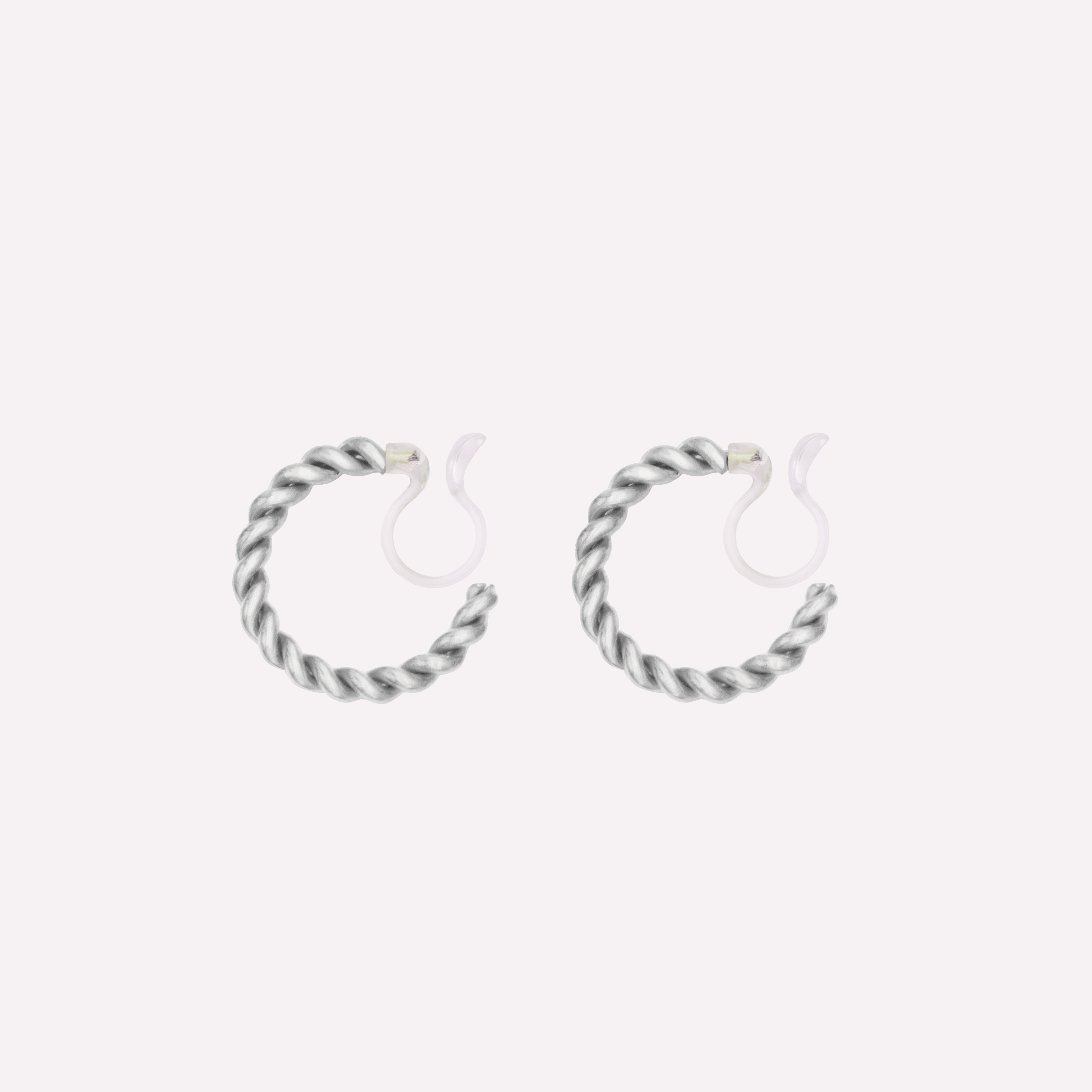 SMALL TWISTED HOOP CLIP-ON EARRINGS IN SILVER