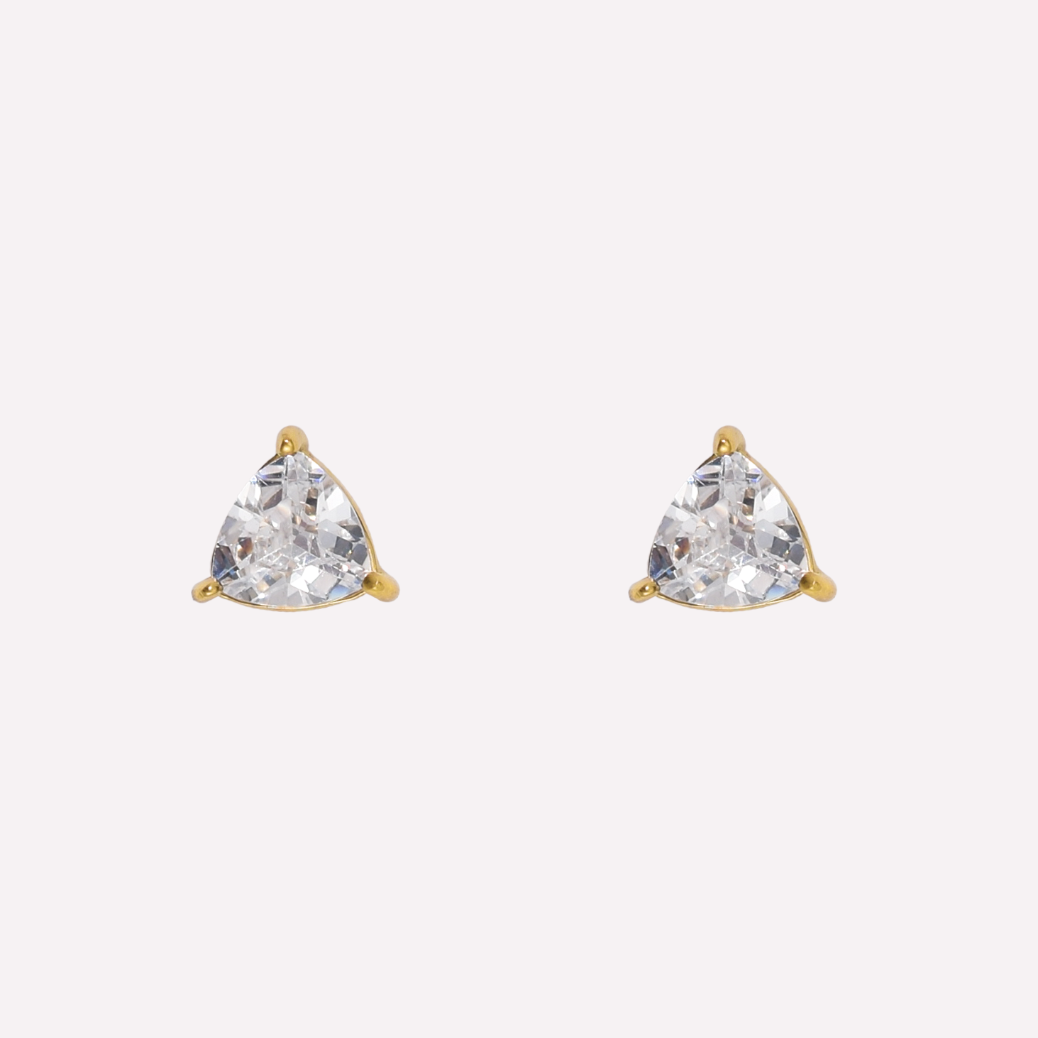 TRIANGLE RHINESTONE STUD EARRINGS IN GOLD
